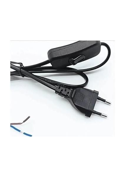 Adet Fişli Anahtarlı Arapuarlı Hazır Kablo | 2 Metre, 0.50 Mm² Siyah | Aplik, Abajur, Masa Lambası, LED Trafosu Için Pratik Uzatma Kablosu (3) indirimleri