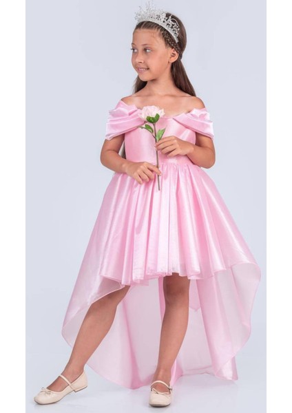 Prenses Model Önü Kısa Arkası Uzun Taçlı Kız Çocuk Abiye Elbise fiyatları