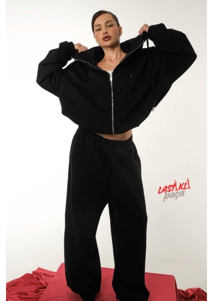 Unisex Kışlık Şardonlu Baggy Eşofman Altı 2 Cepli Ayarlanabilir Paça Lastikli Ultra Bol Rahat Kalıp modelleri