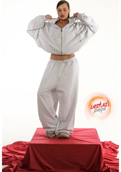 Unisex Kışlık Şardonlu Baggy Eşofman Altı 2 Cepli Ayarlanabilir Paça Lastikli Ultra Bol Rahat Kalıp modelleri