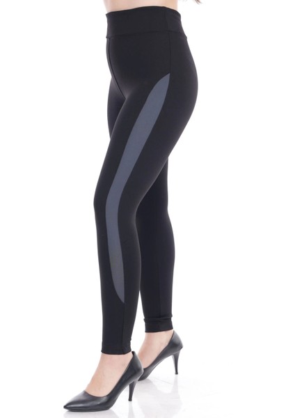 Kadın Siyah Beli Lastikli Yanı Şeritli Toparlayıcı Tayt fiyatları