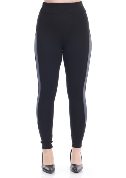 Kadın Siyah Beli Lastikli Yanı Şeritli Toparlayıcı Tayt fırsatları