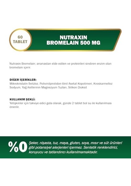 Nutraxin Herbal Bromelain 500 Mg Takviye Edici Gıda (1 x 60 Adet) modelleri