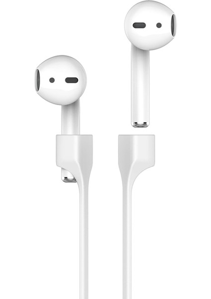 Airpods Uyumlu Mıknatıslı Kulaklık Askısı – Boyun Askısı – Airpods 1-2-3 Pro Uyumlu – Silikon Kordon – 74CM – Spor & Günlük Kullanım – Düşmeye Karşı Koruma Beyaz