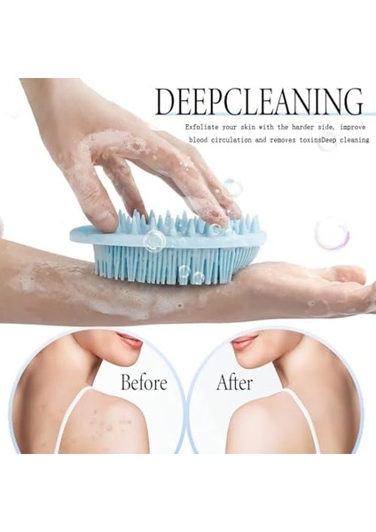 Aputue Silikon Vücut Peelingi, Yükseltilmiş 2&apos;si 1 Arada Banyo ve Şampuan Fırçası, Duş Için Ölü Deri Temizleyici Vücut Fırçası, Premium Silikon Lifi, Saç Derisi Fırçası ve Masaj Aleti (Mavi) fiyatları