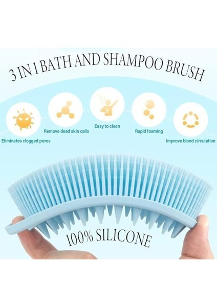 Aputue Silikon Vücut Peelingi, Yükseltilmiş 2&apos;si 1 Arada Banyo ve Şampuan Fırçası, Duş Için Ölü Deri Temizleyici Vücut Fırçası, Premium Silikon Lifi, Saç Derisi Fırçası ve Masaj Aleti (Mavi) modelleri