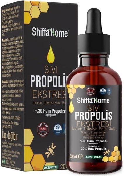 Shiffa Home Sıvı Propolis Ekstresi 20 ml –%100 Doğal, Katkısız, Yüksek Etken Maddeli, Şekersiz ve Koruyucusuz, Yerli Üretim Arı Ürünü