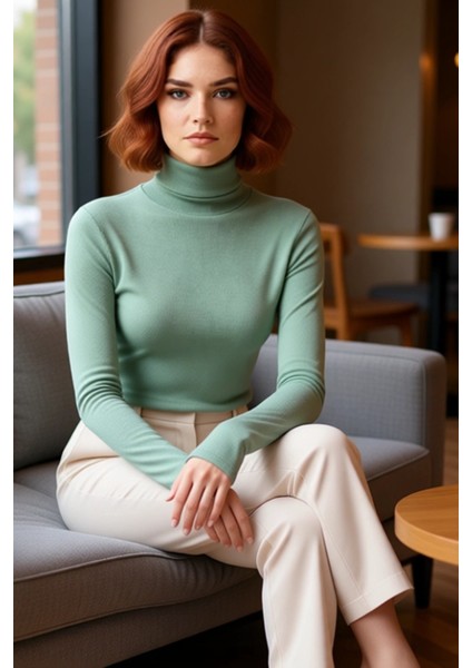 Kadın Fitted Balıkçı Yaka Uzun Kollu Crop Örme Bluz Cool & Comfort Persona Kış Sezonu Için Ideal fiyatları