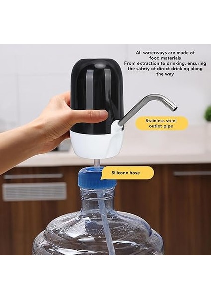 Su Şişesi Pompası, Taşınabilir Çift Pompa Paslanmaz Çelik Su Çıkışlı Elektrikli Su Sebili USB Şarjı Ev Mutfak Ofis Kamp Için Otomatik Içme Suyu Pompası indirimleri