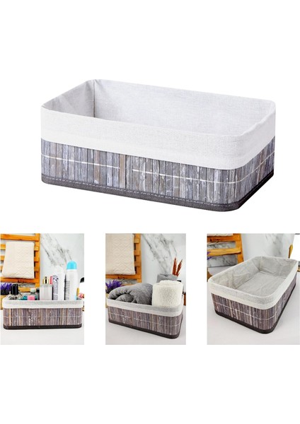 Bambu Çok Amaçlı Saklama Kutusu Düzenleyici Büyük Boy Organizer, Dekoratif Bambu Düzenleyici Gri (33X23X12CM)