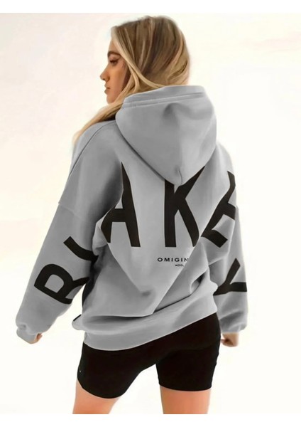 Punıx Büyük Beden Özel Üretim Kapüşonlu Blakey Sırt Baskılı %100 Pamuk Süper Salaş Kadın Sweatshırt