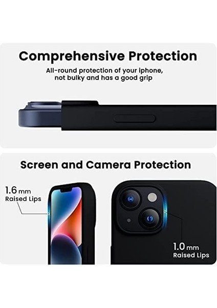 14 Kılıf 6.1 ile Uyumlu, Ince Sıvı Silikon 3 Katmanlı Tam Kaplamalı Yumuşak Jel Kauçuk Kılıf Kapak, Siyah modelleri