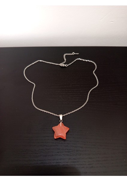 Doğal Taş Gül Kuvars Yıldız Şeklinde Kolye