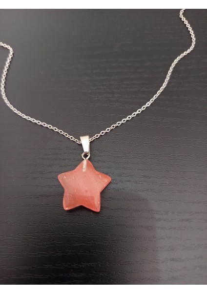 Doğal Taş Gül Kuvars Yıldız Şeklinde Kolye indirimleri