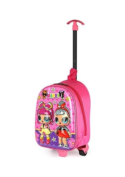 Anaokulu Çocuk Valiz Sırt Çantası Çekçekli Şeker Bebek Model Sert Ön Yüzey 5d Boyutlu Pembe fiyatları