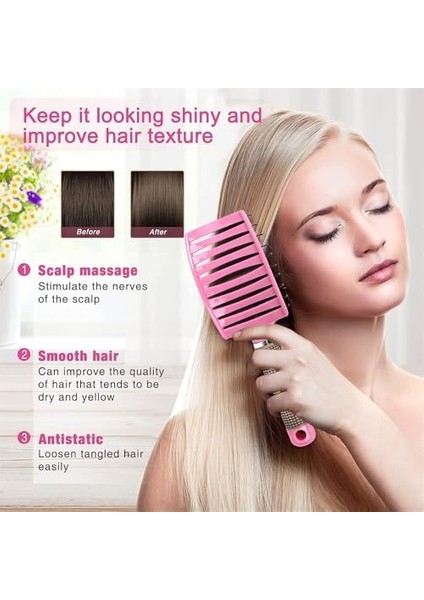 Joyzzz Havalandırmalı Kavisli Dolaşık Açıcı Saç Fırçası, Islak Kıvırcık Dolaşık Açıcı Saç Şekillendirme Aletleri, Profesyonel Naylon Saç Fırçası, Fön Düzleştirme Için Masaj Saç Fırçaları (Pembe) modelleri