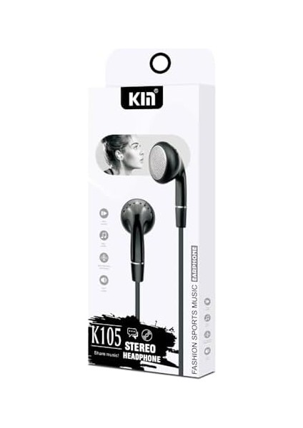 K105 130 cm Klasik Çivi Efsane Düz Model Dahili Mikrofonlu Kablolu Hifi Hd Ses Kablolu Kulaklık (Siyah) fiyatları