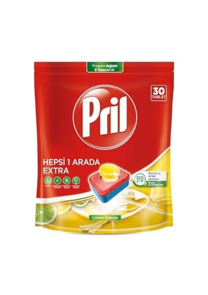 Pril Hepsi Bir Arada Extra Tablet Bulaşık Deterjanı 30 Yıkama (1 x 30 Tablet) fiyatları
