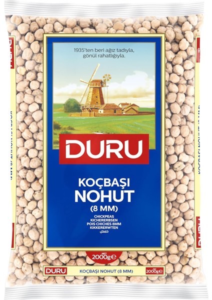 Duru Yerli Koçbaşı Nohut (8 Mm) 2000G – Yüksek Lif ve Protein Kaynağı, Düşük Şeker, Seçkin Mahsul