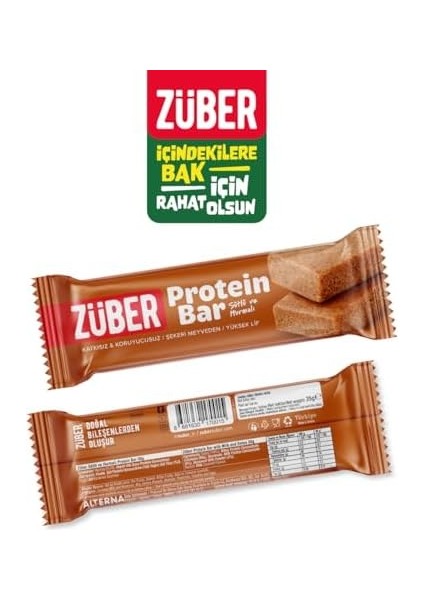 Züber Sütlü ve Hurmalı Protein Bar - 12 Adet x 35GR