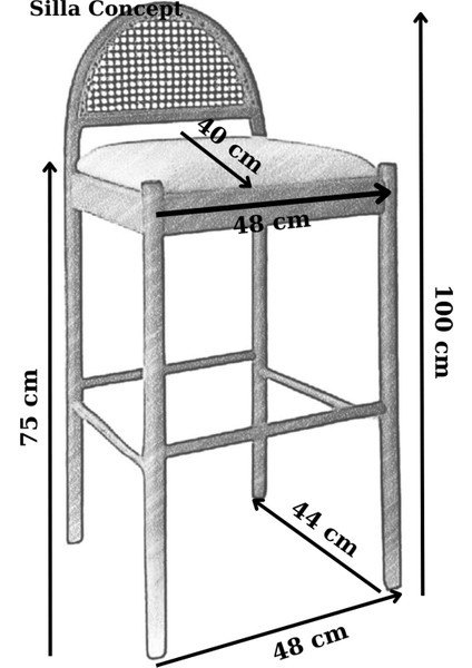 Concept Nova Bar Sandalyesi Teddy Krem Kahve Desenli Kumaş Hasırlı Ceviz Ahşap Ada Sandalye indirimleri