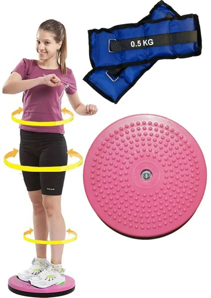 Twister Disk Bel Inceltici Dönen Disc + El Ayak Ağırlığı 0.5KGX2ADET Bilek Kum Torbası Spor Seti