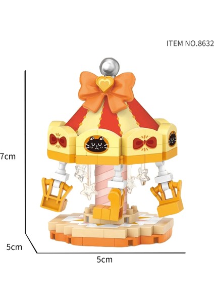 Hareket Eden Lunapark Serisi Mikro Bloklar - Uçan Salıncak 190 Parça 10+ Yaş - Lunapark Maketi modelleri