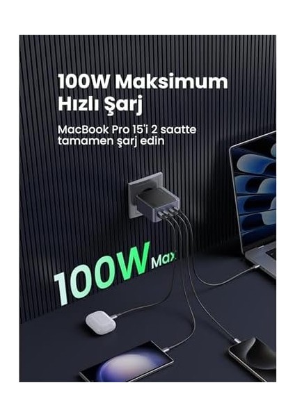 Ugreen Nexode Air 100W 4-Port Gan Charger Eu Hızlı Şarj Adaptörü modelleri