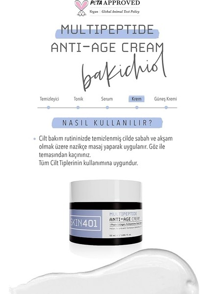 Multipeptit Bakuchiol (Vegan Retinol) Krem 50ML modelleri