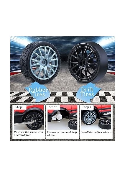 Rc Drift Araba Uzaktan Kumanda Araba 2.4ghz 1:24 Ölçekli 4WD 15KM/H Yüksek Hızlı Model Araç LED Işıkları Sürüklenen Lastik Yarışı Spor Oyuncak Araba Yetişkin Erkek Kız Çocuklar Için Hediye 2 Adet Şarj indirimleri