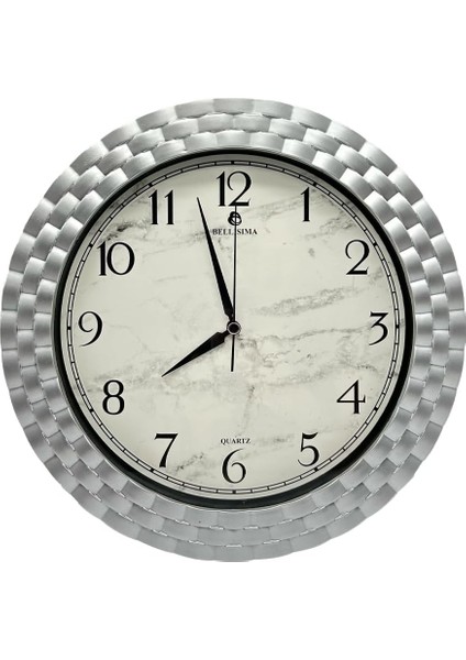 BL-1037 Serisi Klasik Kadran Örme Desenli Sessiz Akar 30 cm Duvar Saati Gri