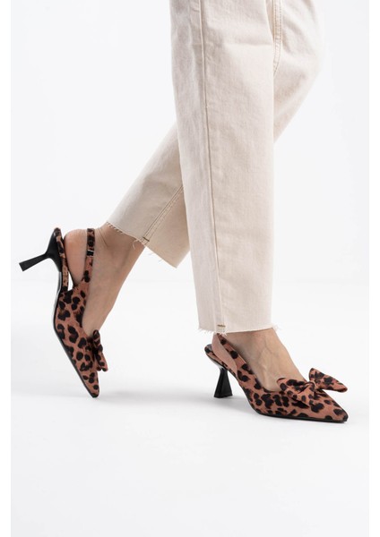 Serra Koyu Leopar Kadın Topuklu Ayakkabı fırsatları