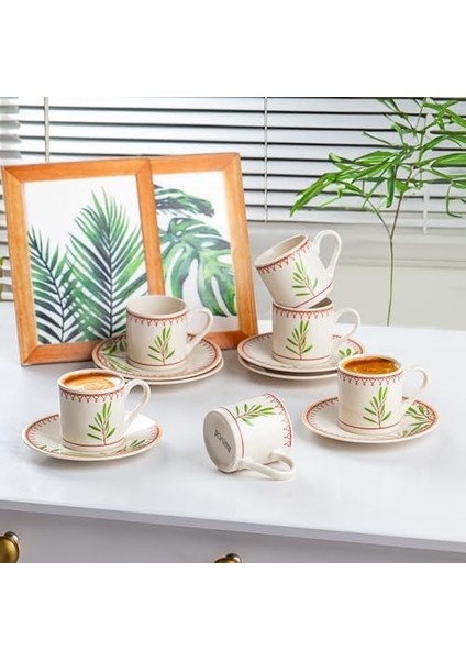 TE-208 Fincan Takımı-Desenli Fincan Takımı-Türk Kahvesi 6 Kişilik 90 cc modelleri