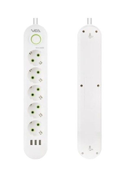 Korumalı Priz, 5&apos;li Çoklu Priz, 3 Usb, 1.5 mt Kablo, Anahtarlı Priz, USB Li Priz, Dayanıklı, 3000 Watt Gücünde modelleri