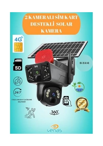 Rx-35 Aı 4g Güvenlik Kamerası, 6 Megapiksel Çift Lens, Hareket Algılama, 4g Sım Kart ve Güneş Paneli Uyumluluğu fiyatları