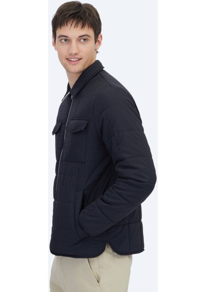 Siyah Regular Fit Bebe Yaka Casual Dokuma Mont modelleri