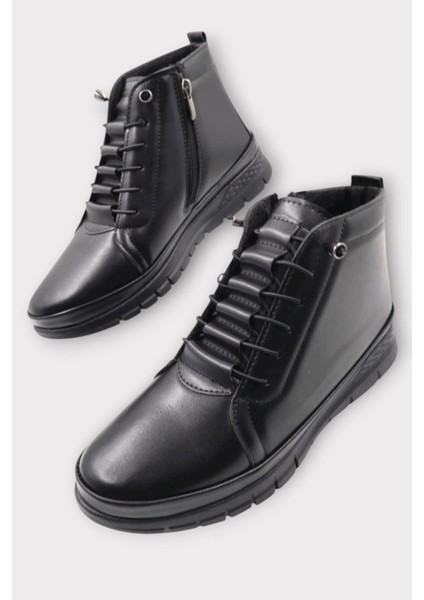 İçi Polarlı Ortopedik Fermuarlı Akıllı Bğcıklı Kadın Bot SİYAH modelleri