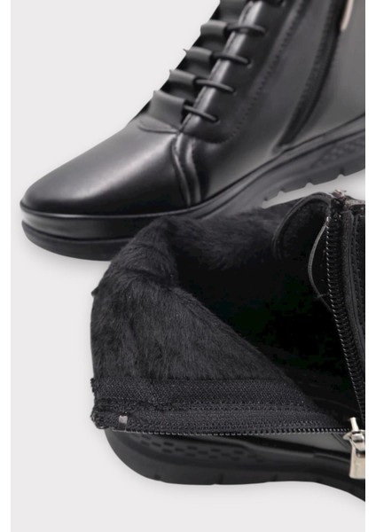 İçi Polarlı Ortopedik Fermuarlı Akıllı Bğcıklı Kadın Bot SİYAH indirimleri