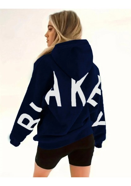 Punıx Büyük Beden Özel Üretim Kapüşonlu Blakey Sırt Baskılı %100 Pamuk Süper Salaş Kadın Sweatshırt