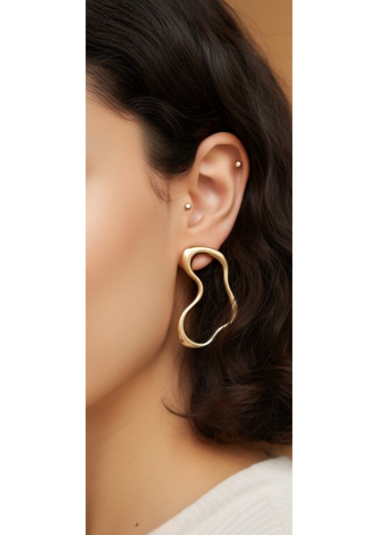 Dalga Formlu Gold Paslanmaz Çelik Küpe – Modern Tasarım, Alerji Yapmaz modelleri