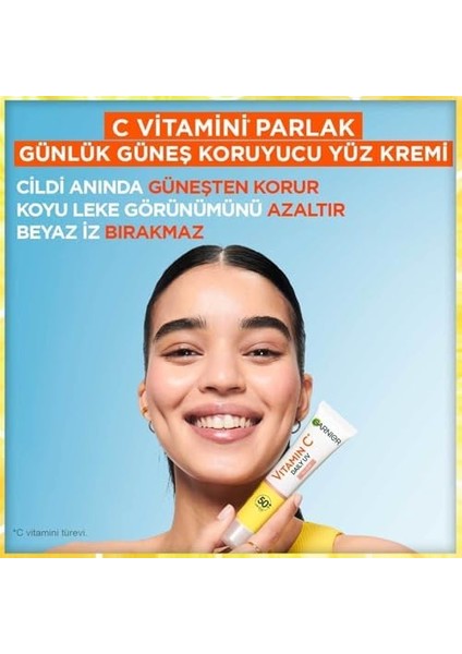 Garnier C Vitamini Parlak Günlük Güneş Koruyucu Fluid Yüz Kremi Görünmez Doku SPF50, 40 ml fiyatları