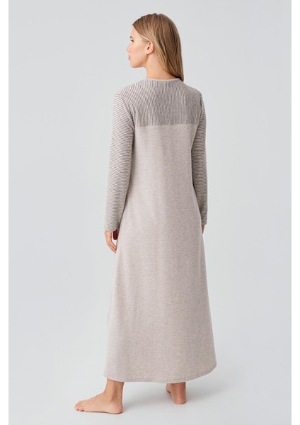 Uzun Kollu Düğmeli Esnek Yumuşak Dokulu Viskoz Gecelik 18103 modelleri