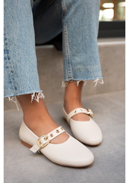 Victor Ekru Deri Gold Tokalı Babet modelleri