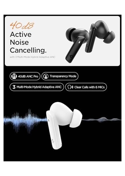 Audio Tws P20 Bluetooth Kablosuz Kulaklık - Anc Pro Aktif Gürültü Engelleme + Enc 6 Mikrofon - 10MM Lcp Graphene Sürücü - 30 Saat Ios & Eq App Şeffaf & Gaming Mod Ipx5 Siyah - ASD07888 modelleri