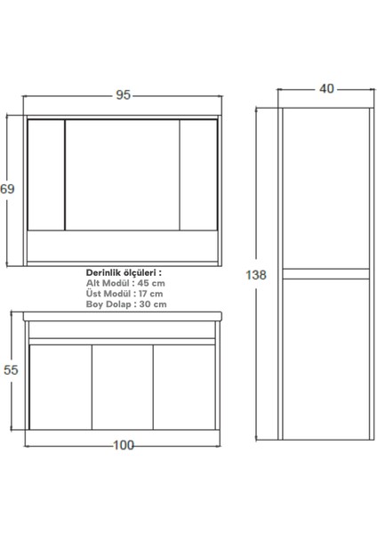 Cool Banyo Dolabı 100 cm (Boy Dolabı Dahil Değildir.) fırsatları