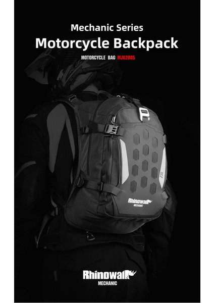 Mechanic x MJX2005BK 23L Su Geçirmez Molle Motorcu Sırt Çantası – Kask Tutucu, Yağmur Kılıfı