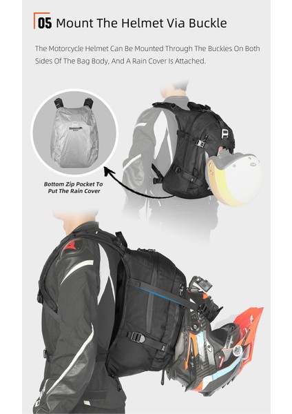 Mechanic x MJX2005BK 23L Su Geçirmez Molle Motorcu Sırt Çantası – Kask Tutucu, Yağmur Kılıfı fiyatları