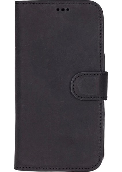 Apple iPhone 16 Pro Uyumlu, Hakiki Deri, El Yapımı, Cüzdanlı Kılıf, Mat Siyah modelleri