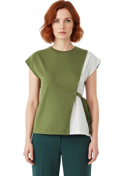 Rahat Kalıp Pamuklu Bluz Plise Detay Bisiklet Yaka Yazlık Kombinler Için Şık Görünüm fiyatları