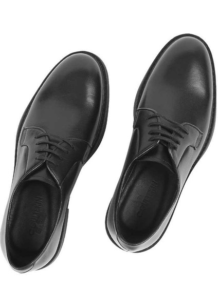 Erkek Siyah Bağcıklı Deri Ayakkabı